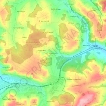 Carte topographique Weierhaus, altitude, relief