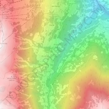 Carte topographique Cerise, altitude, relief