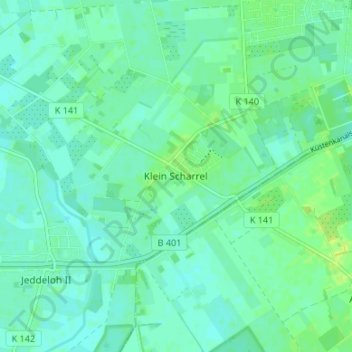 Carte topographique Klein Scharrel, altitude, relief