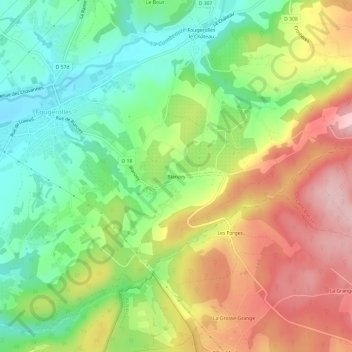 Carte topographique Blanzey, altitude, relief