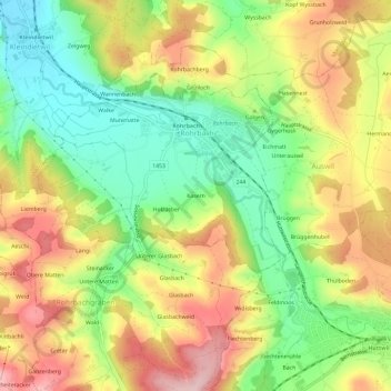 Carte topographique Kasern, altitude, relief