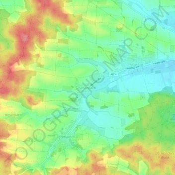 Carte topographique Schönbach, altitude, relief