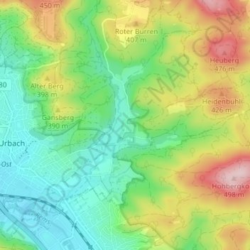 Carte topographique Bärenbach, altitude, relief