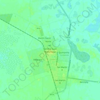 Carte topographique General Juan Madariaga, altitude, relief