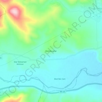 Carte topographique Bled Boughar, altitude, relief