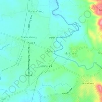 Carte topographique Mapalad, altitude, relief