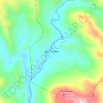 Carte topographique Playa Hermosa, altitude, relief