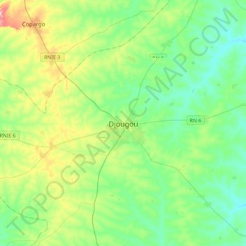 Carte topographique Djougou, altitude, relief