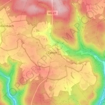 Carte topographique Detter, altitude, relief