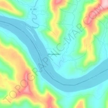 Carte topographique Mondaizinho, altitude, relief