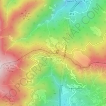 Carte topographique Passo della Cisa, altitude, relief