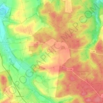 Carte topographique Heggbach, altitude, relief