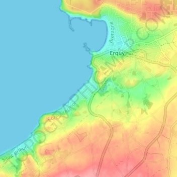 Carte topographique Caroual-Plage, altitude, relief