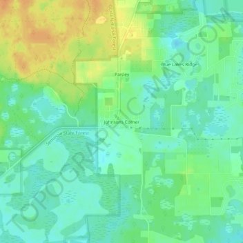 Carte topographique Johnsons Corner, altitude, relief