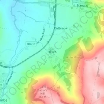 Carte topographique Hailes, altitude, relief
