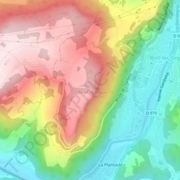 Carte topographique Les Orgues, altitude, relief
