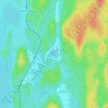 Carte topographique Lac Minerve, altitude, relief
