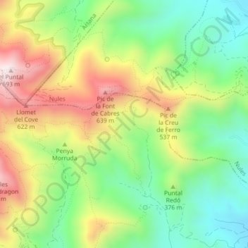 Carte topographique Racó del Ranco, altitude, relief