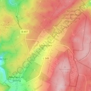 Carte topographique Silberborn, altitude, relief