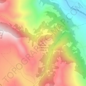 Carte topographique Monte Castelluccio, altitude, relief