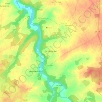 Carte topographique La Villecharrault, altitude, relief