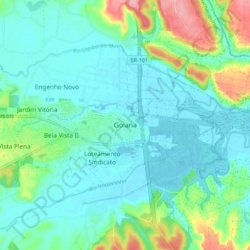 Carte topographique Goiana, altitude, relief