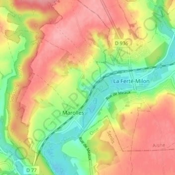 Carte topographique Nimer, altitude, relief
