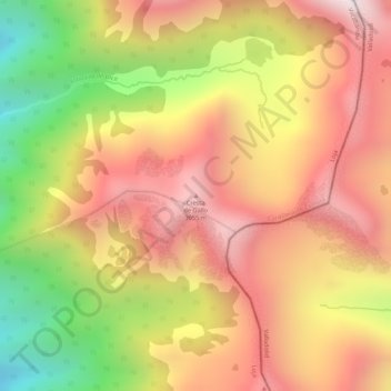 Carte topographique Cresta de Gallo, altitude, relief