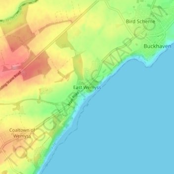 Carte topographique East Wemyss, altitude, relief