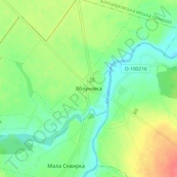 Carte topographique Yablunivka, altitude, relief