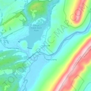 Carte topographique Canoe Creek, altitude, relief