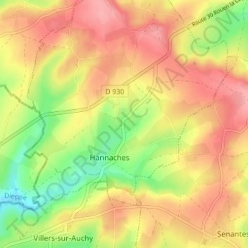 Carte topographique Bazincourt, altitude, relief