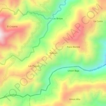 Carte topographique Bolivia, altitude, relief