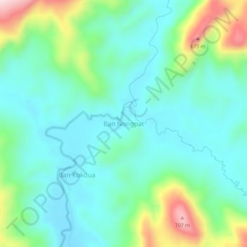 Carte topographique Ban Nongpat, altitude, relief