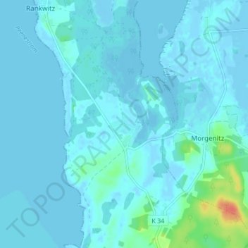 Carte topographique Krienke, altitude, relief