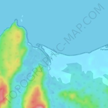 Carte topographique Arusí, altitude, relief