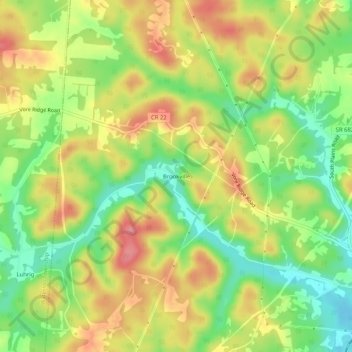 Carte topographique Brookville, altitude, relief