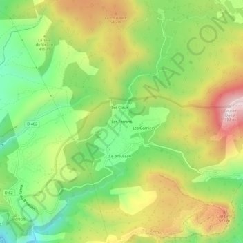 Carte topographique Les Ferrans, altitude, relief