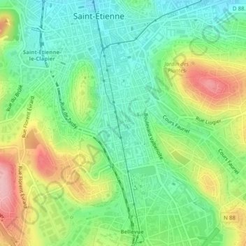 Carte topographique Sapin, altitude, relief