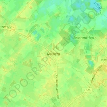 Carte topographique Mollberg, altitude, relief