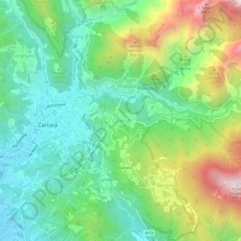 Carte topographique Codena, altitude, relief