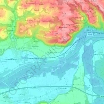 Carte topographique Niederperach, altitude, relief