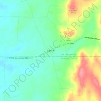 Carte topographique Big Rock, altitude, relief