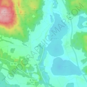Carte topographique Hyttbäcken, altitude, relief