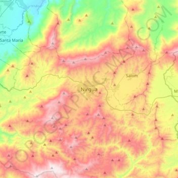 Carte topographique Nirgua, altitude, relief