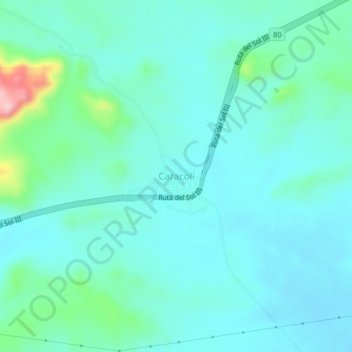 Carte topographique Caracolí, altitude, relief