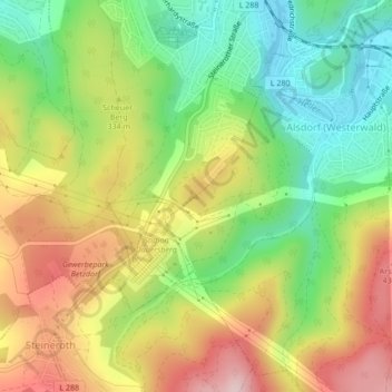Carte topographique Alsberg, altitude, relief