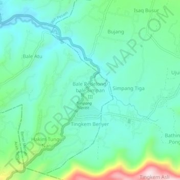 Carte topographique Bale Redelong/bale Simpan III, altitude, relief