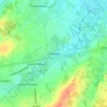 Carte topographique Orsmaal, altitude, relief
