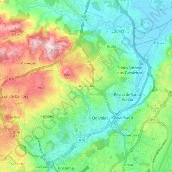 Carte topographique Ramada, altitude, relief